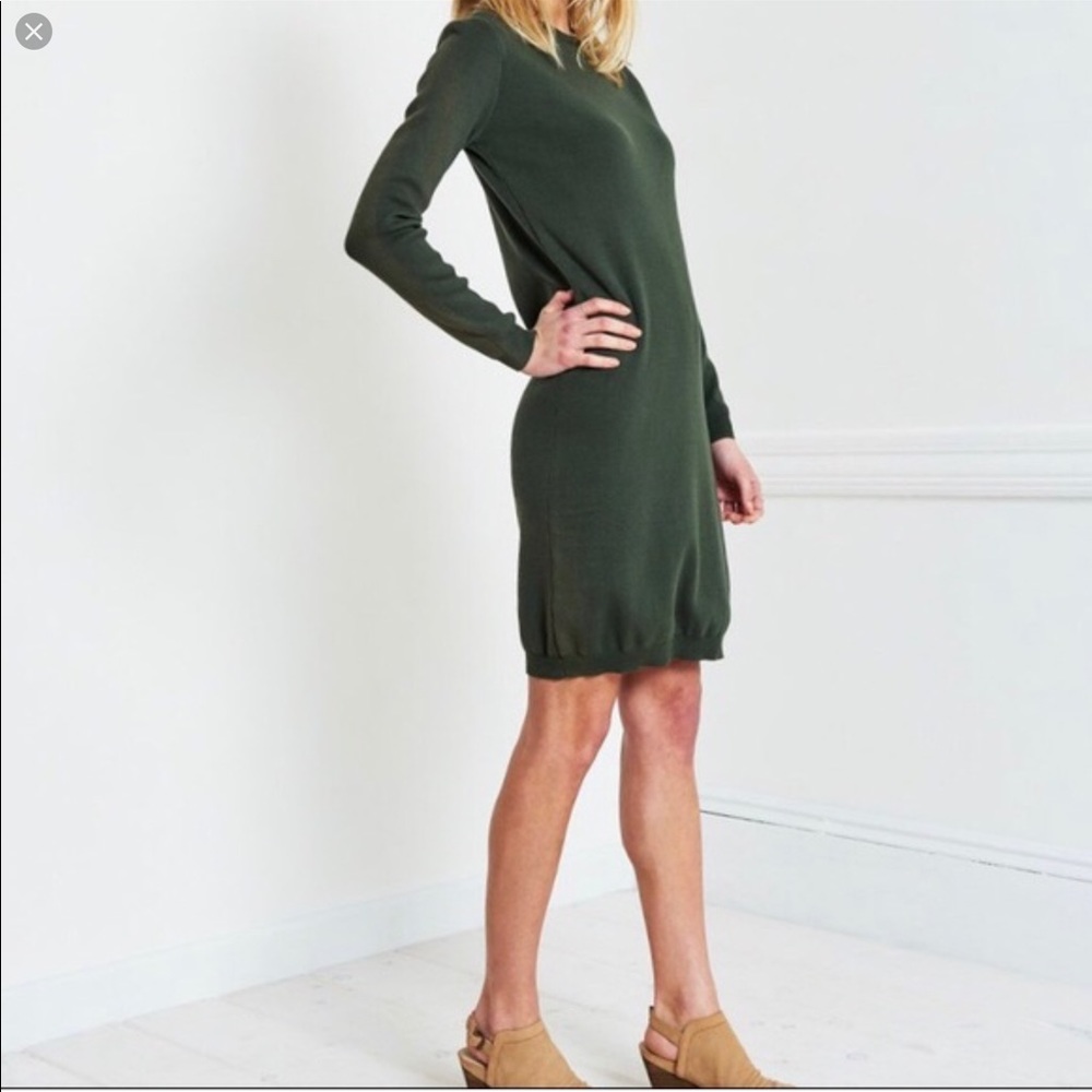Brass olive long sleeve dress 100% cotton